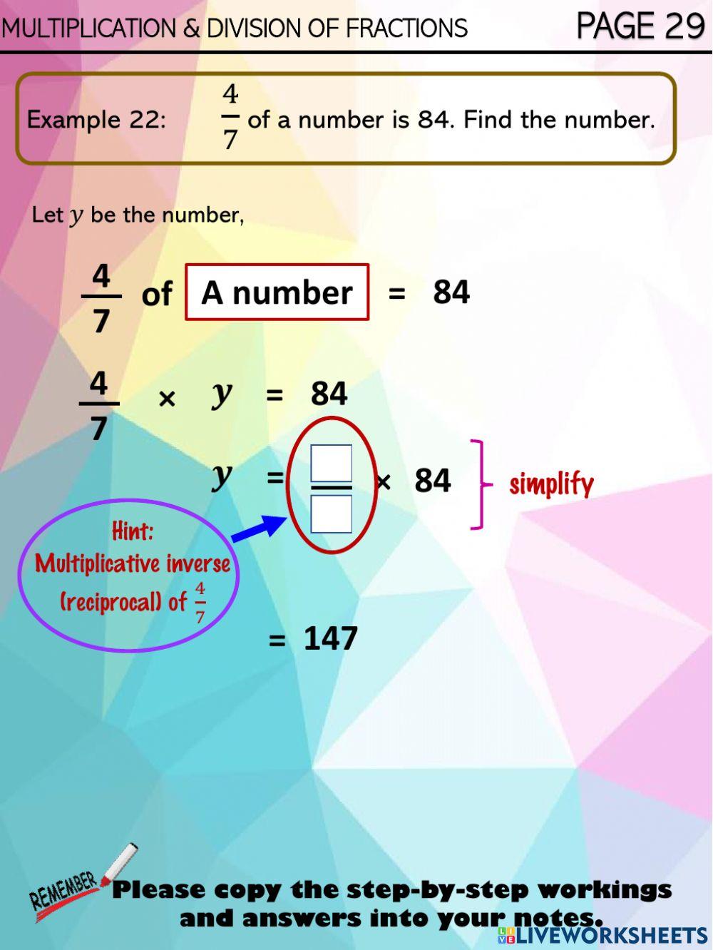 Multiplication and division of fraction