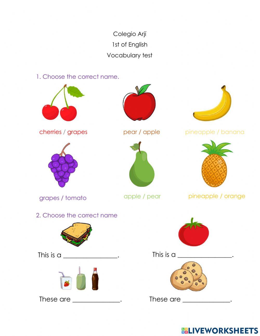 FAF1 U9 Lunch time vocabulary