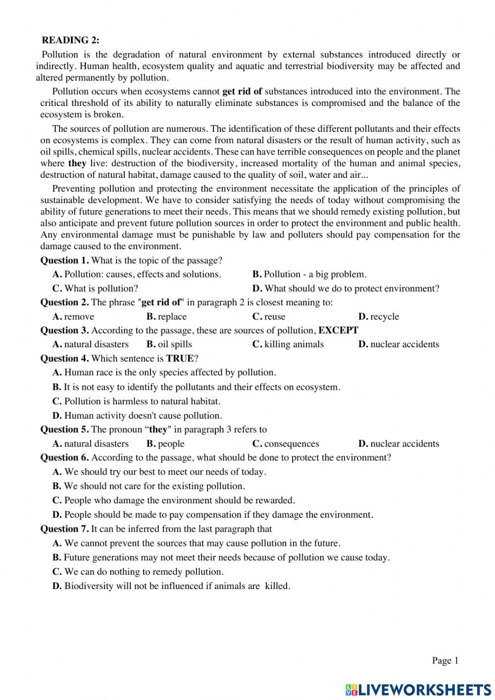 Reading comprehension