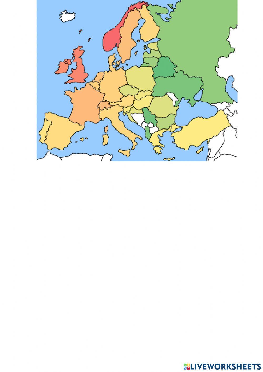 Mapa países de Europa
