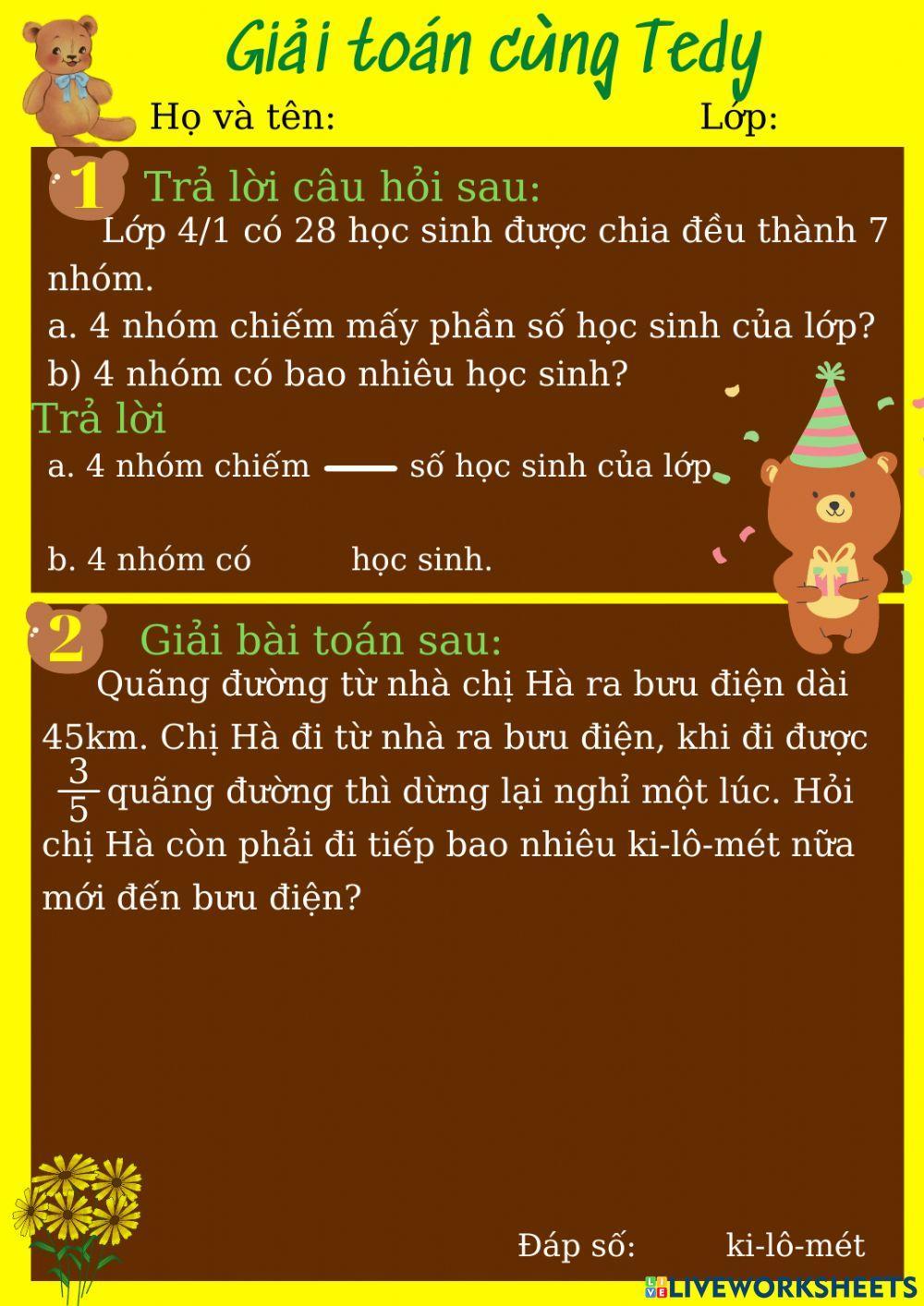 Ôn tập bài toán có lời văn lớp 4