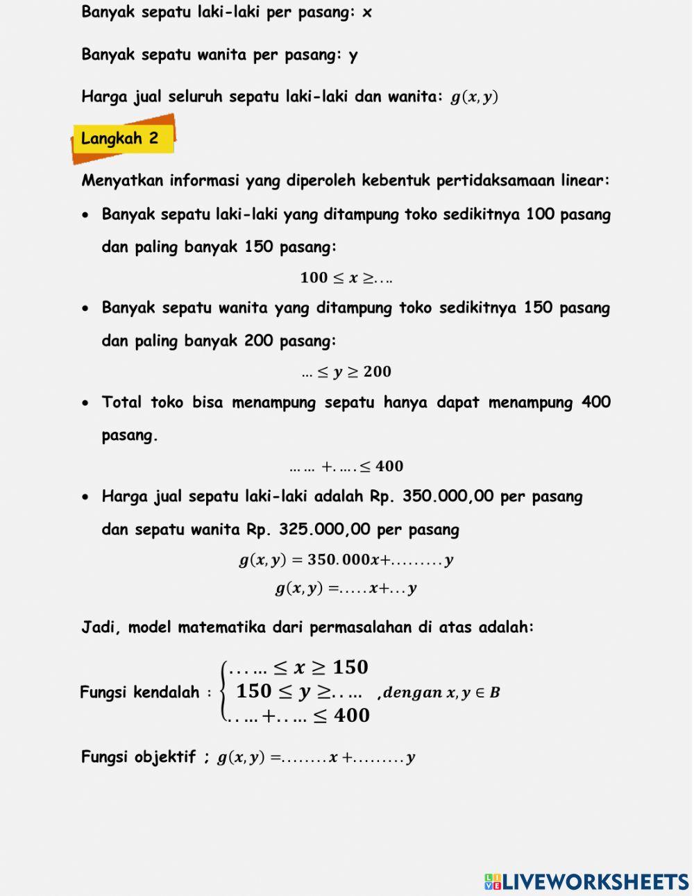 Mengubah ke dalam bentuk model matematika