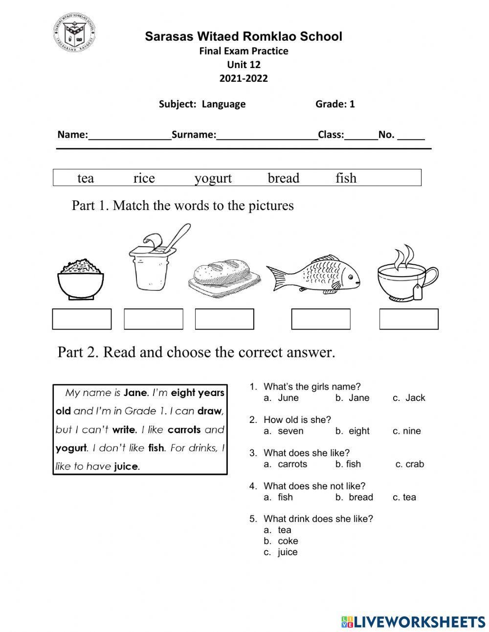 Family and Friends 1 Unit 12