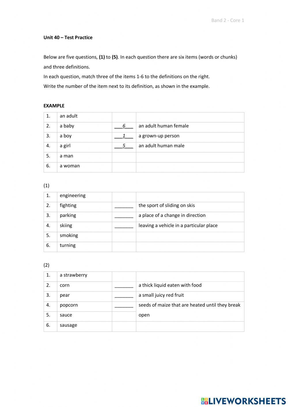 Band 2 (Core 1) - Unit 40 - Test