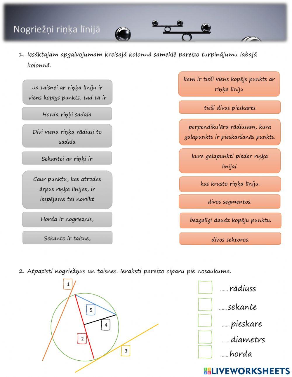 Nogriežņi riņķa līnijā