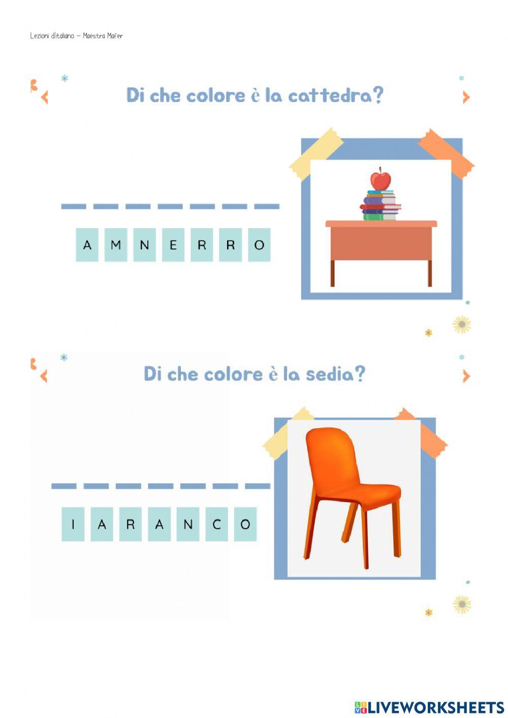 Di che colori sono gli oggetti?