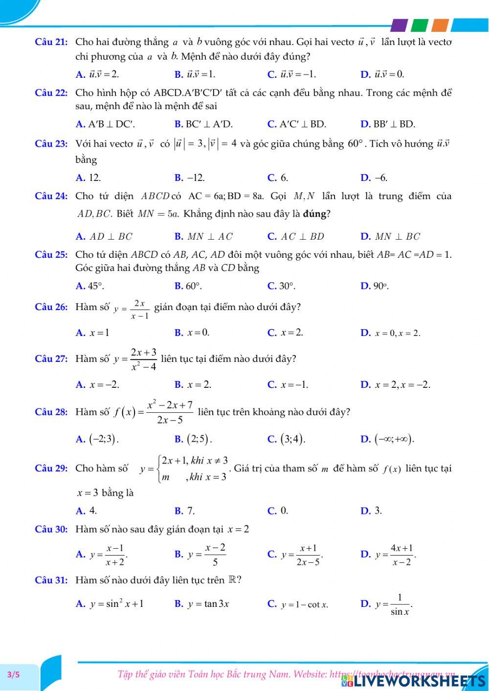 Toán 11-Kiểm tra GK2-THPT Bình Dương, Bình Định-2021