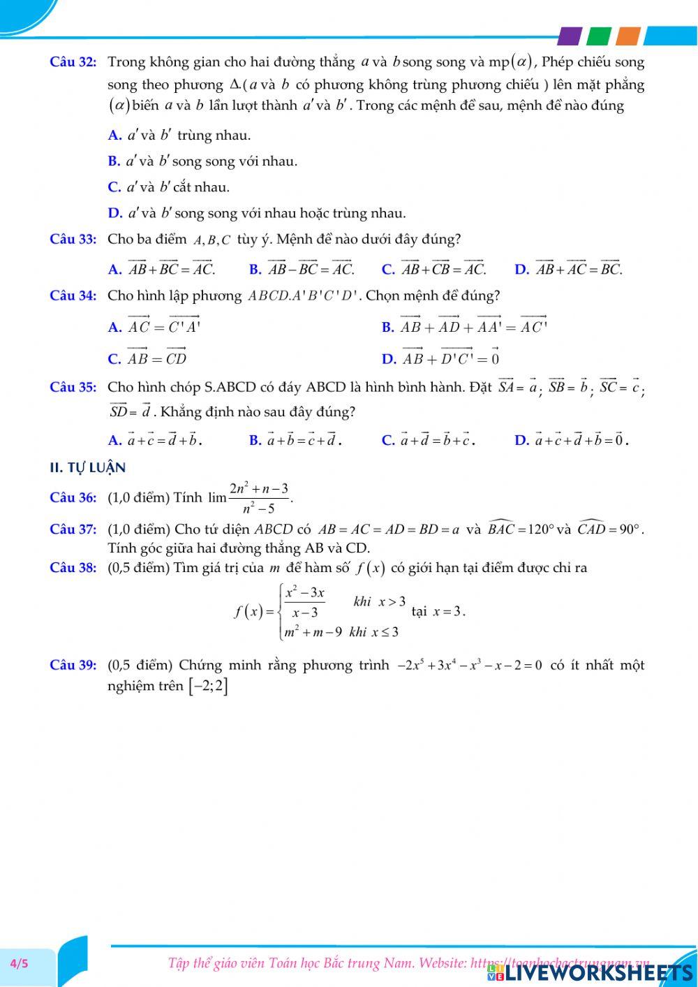Toán 11-Kiểm tra GK2-THPT Bình Dương, Bình Định-2021