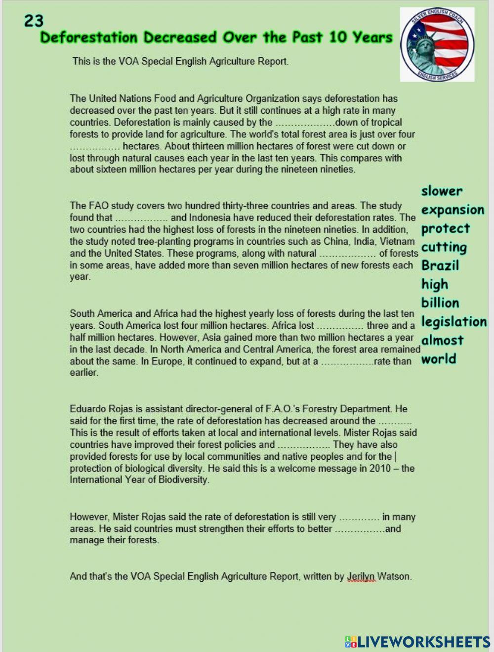 Deforestation Decreased Over the Past 10 Years