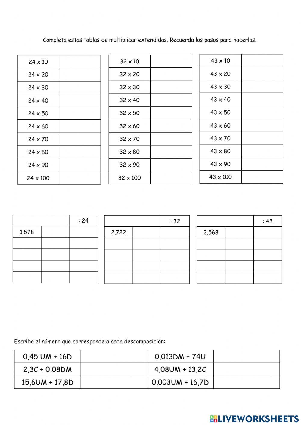 Divisiones y composción de números