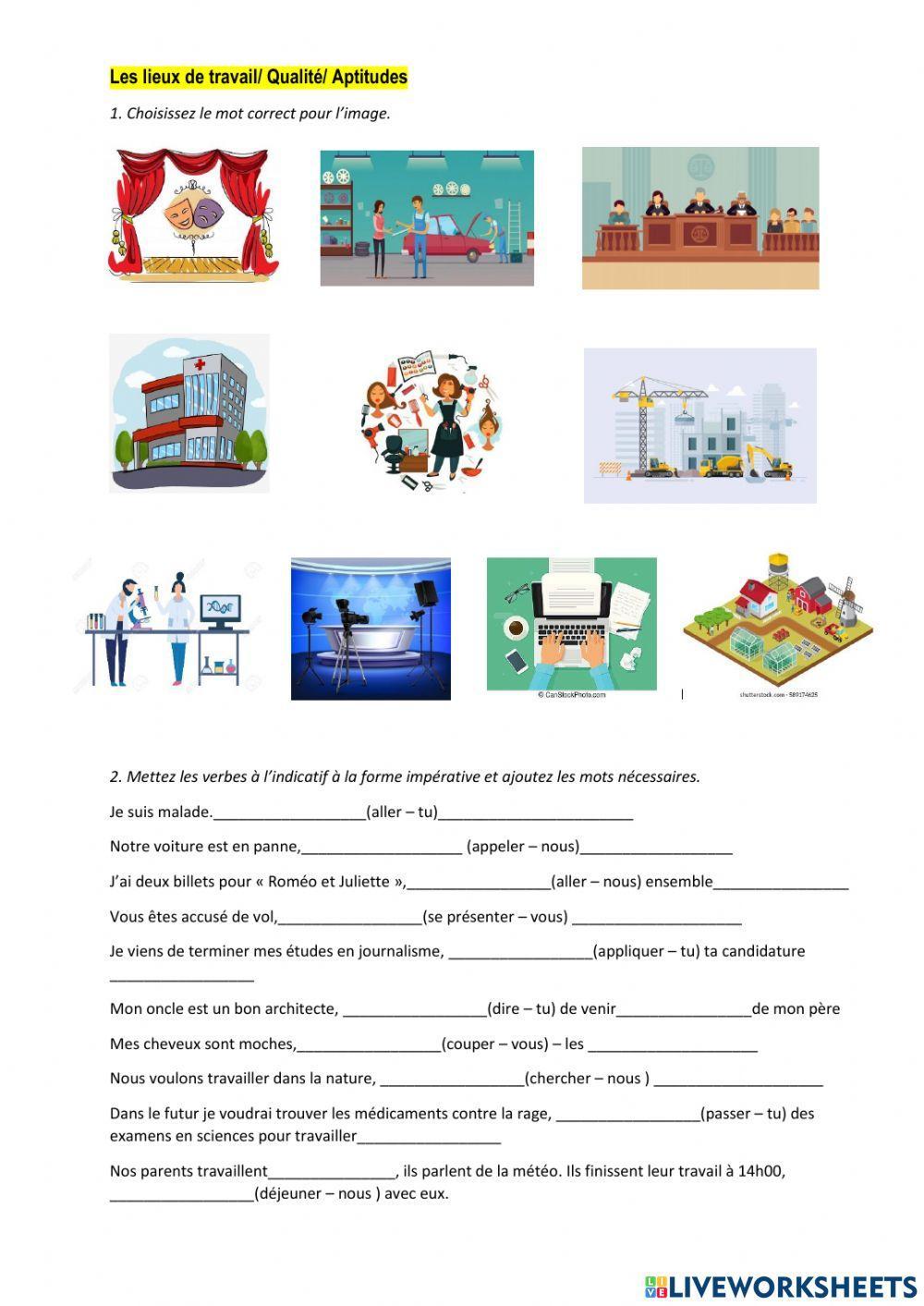 Les lieux de travail Qualité Aptitudes