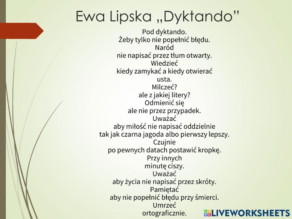 Ewa Lipska -Dyktando-