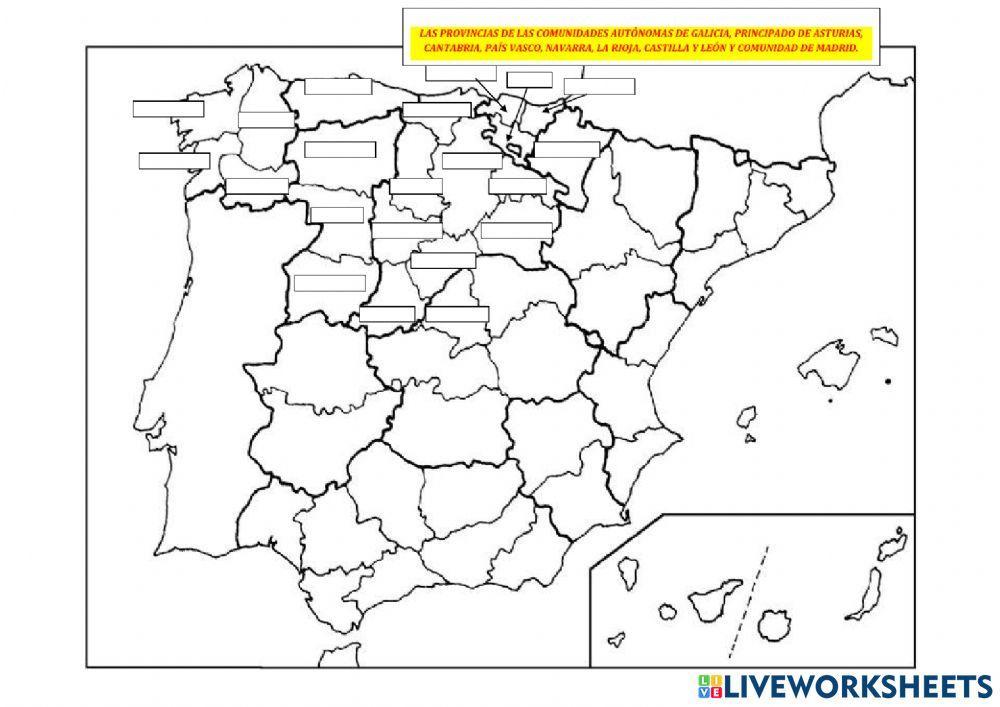 Provincias de las ccaa delas provincias de las Comunidades Autónomas de Galicia, Principado de Asturias, Cantabria, País Vasco, Navarra, La Rioja, Castilla y León y Comunidad de Madrid.