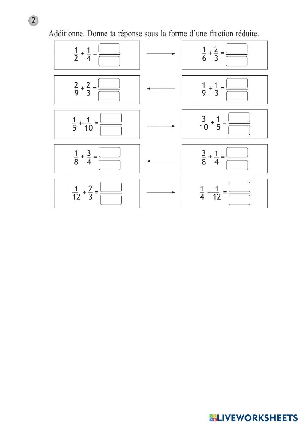 Additionner des fractions