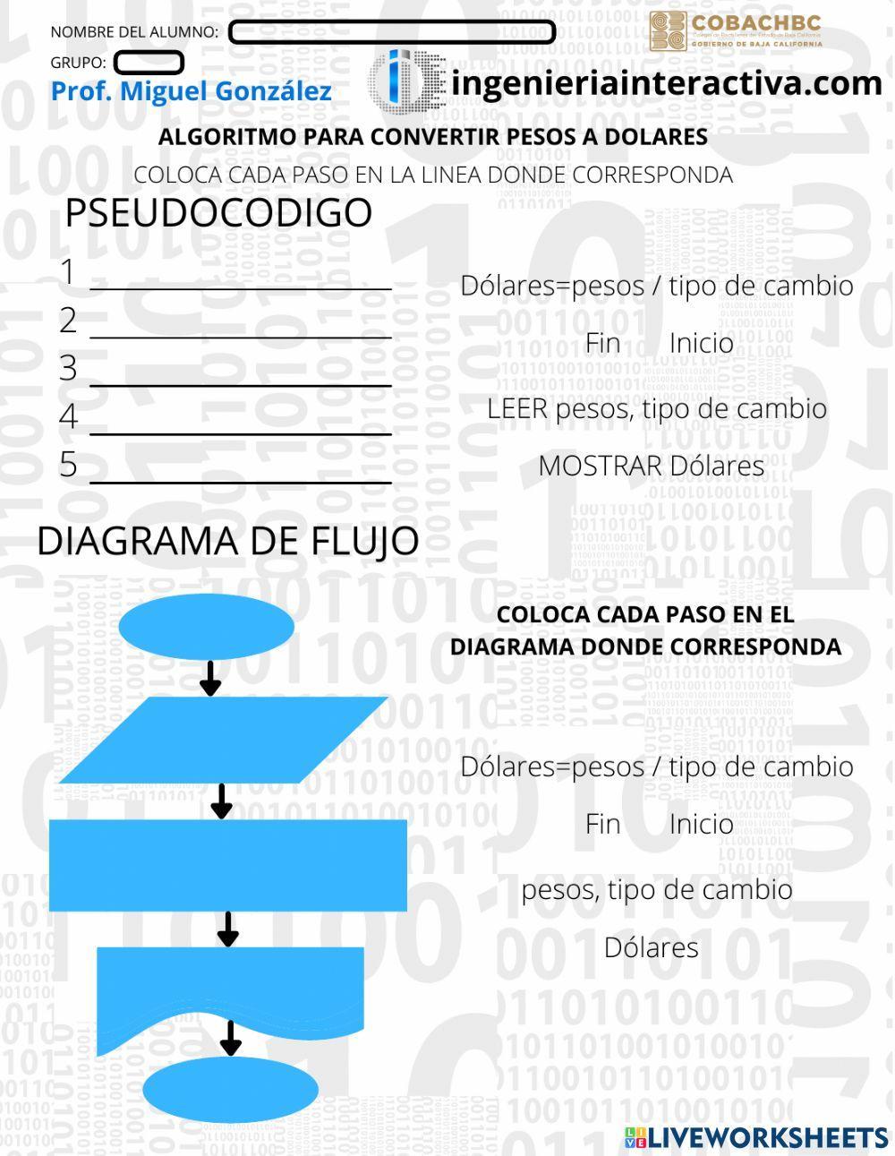 Ejercicio pseudocódigos y diagramas de flujo