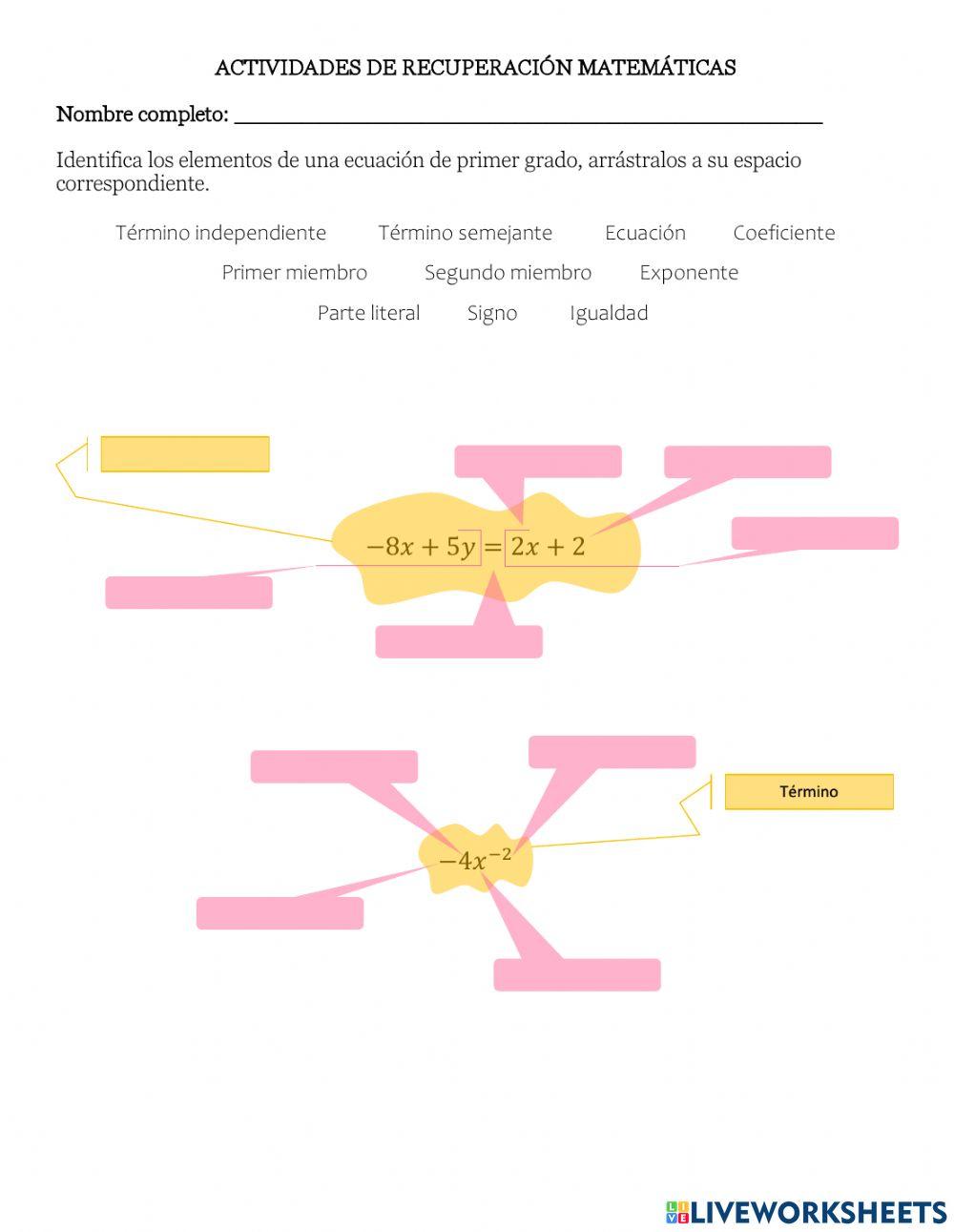 Recuperación matemáticas