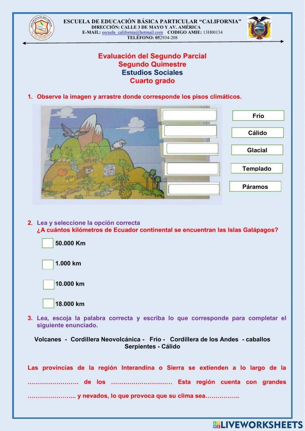 EVALUACION DE EESS DE 4TO. 2do. PARCIAL DEL 2DO. QUIMESTRE