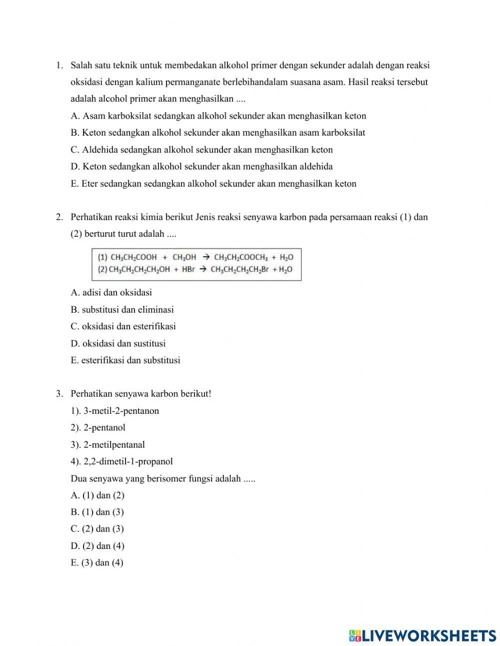 Latihan turunan Senyawa alkana
