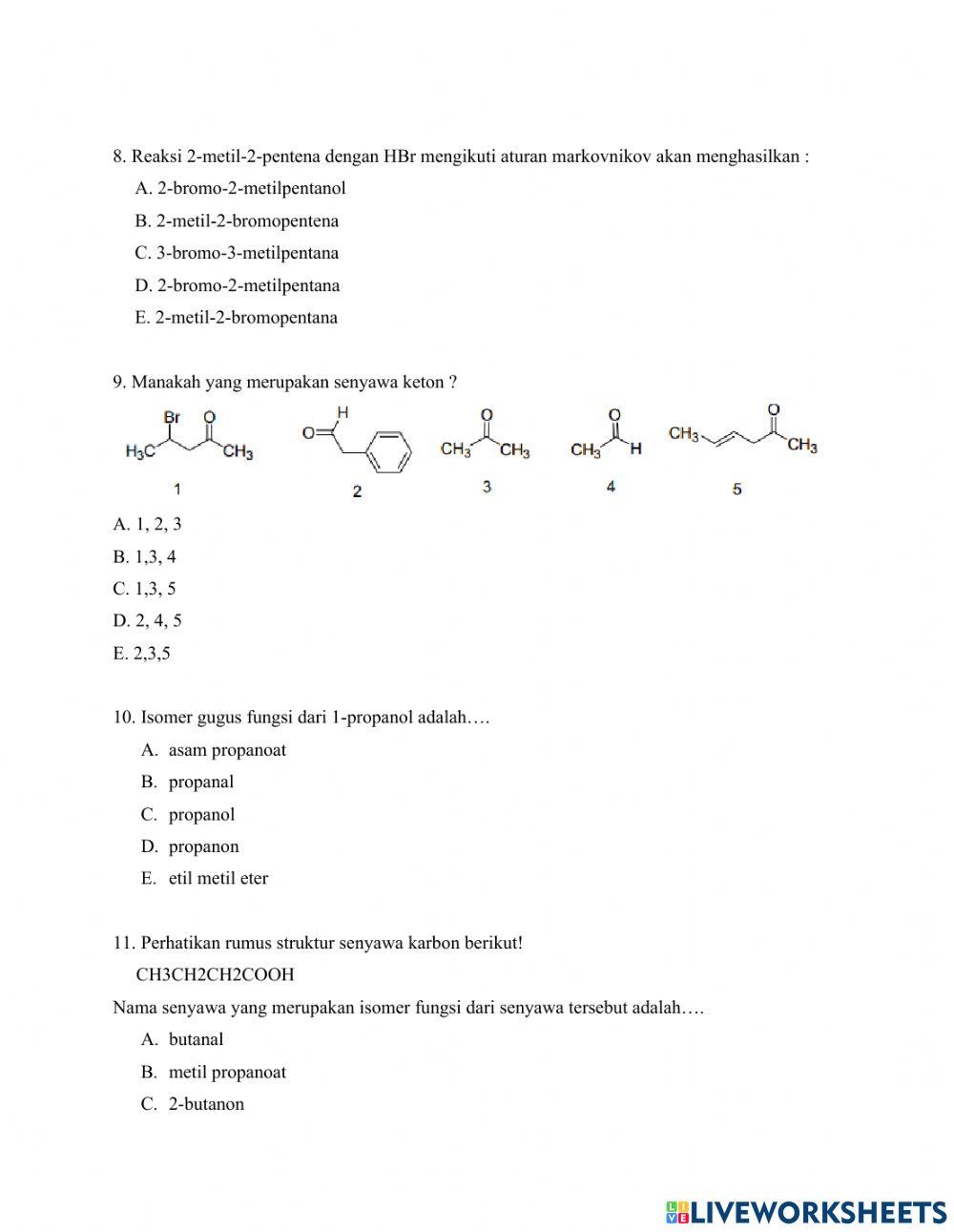 Latihan turunan Senyawa alkana