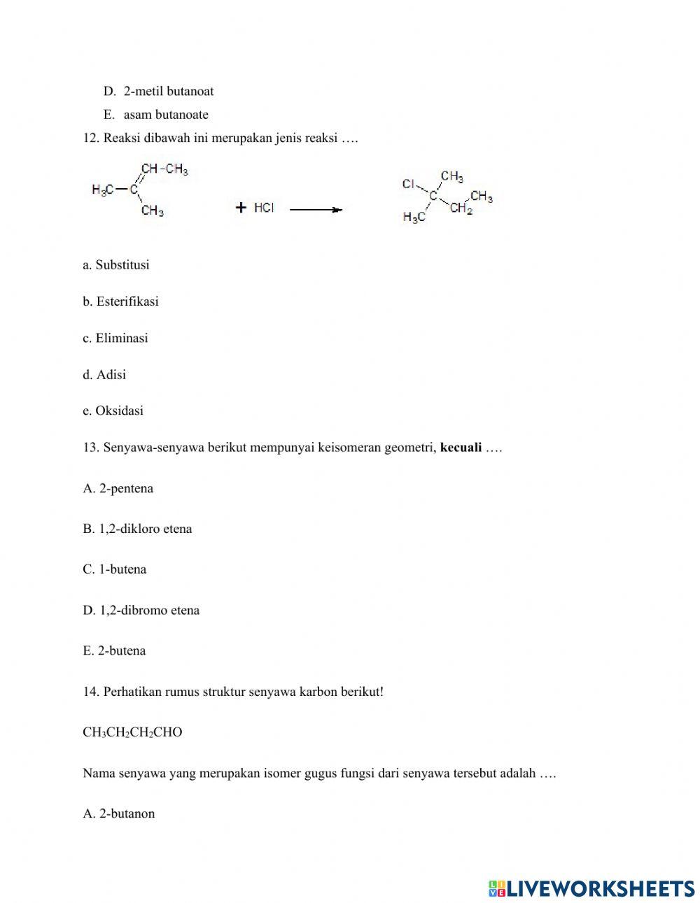 Latihan turunan Senyawa alkana