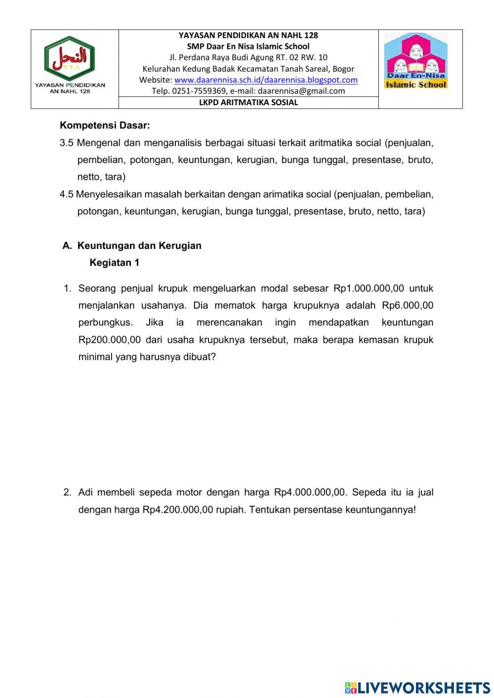 LKPD Aritmatika Sosial