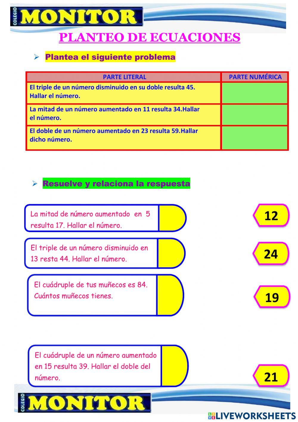 Planteo de ecuaciones