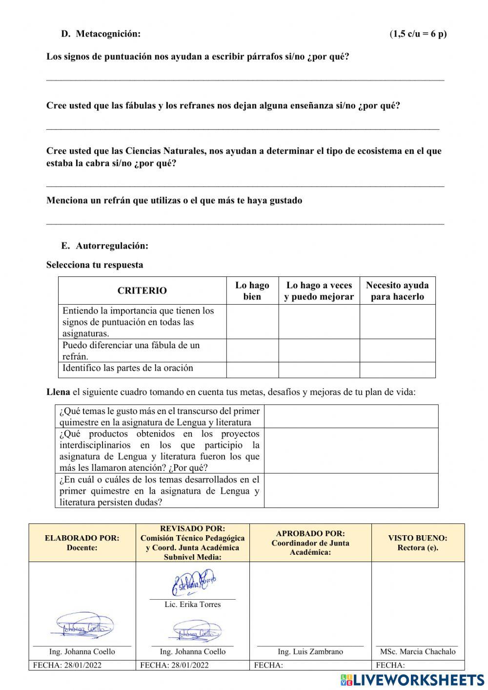 Evaluación 1er Quimestre