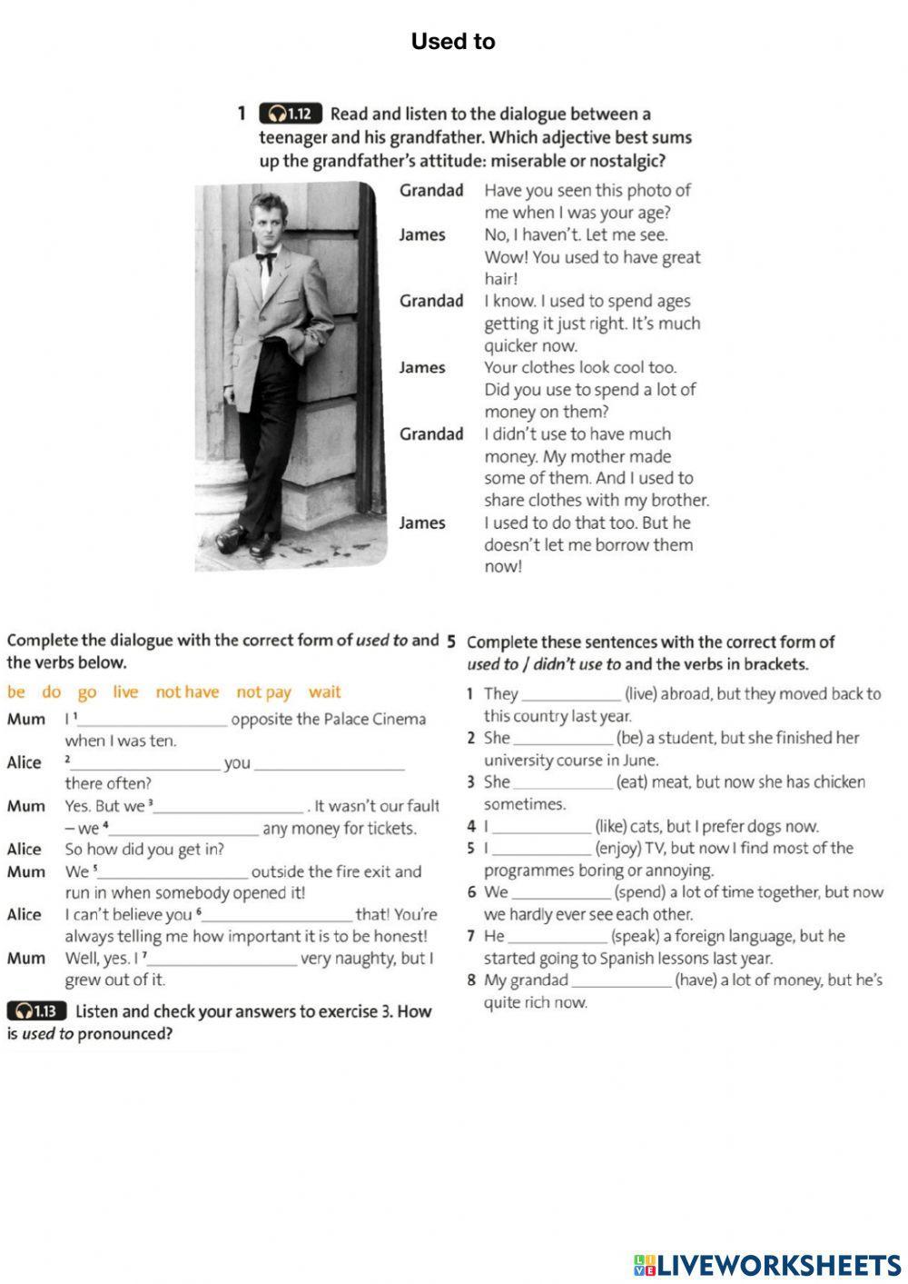 Used to listening + grammar