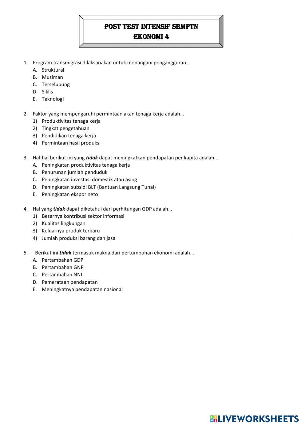 Post test intensif ekonomi 4