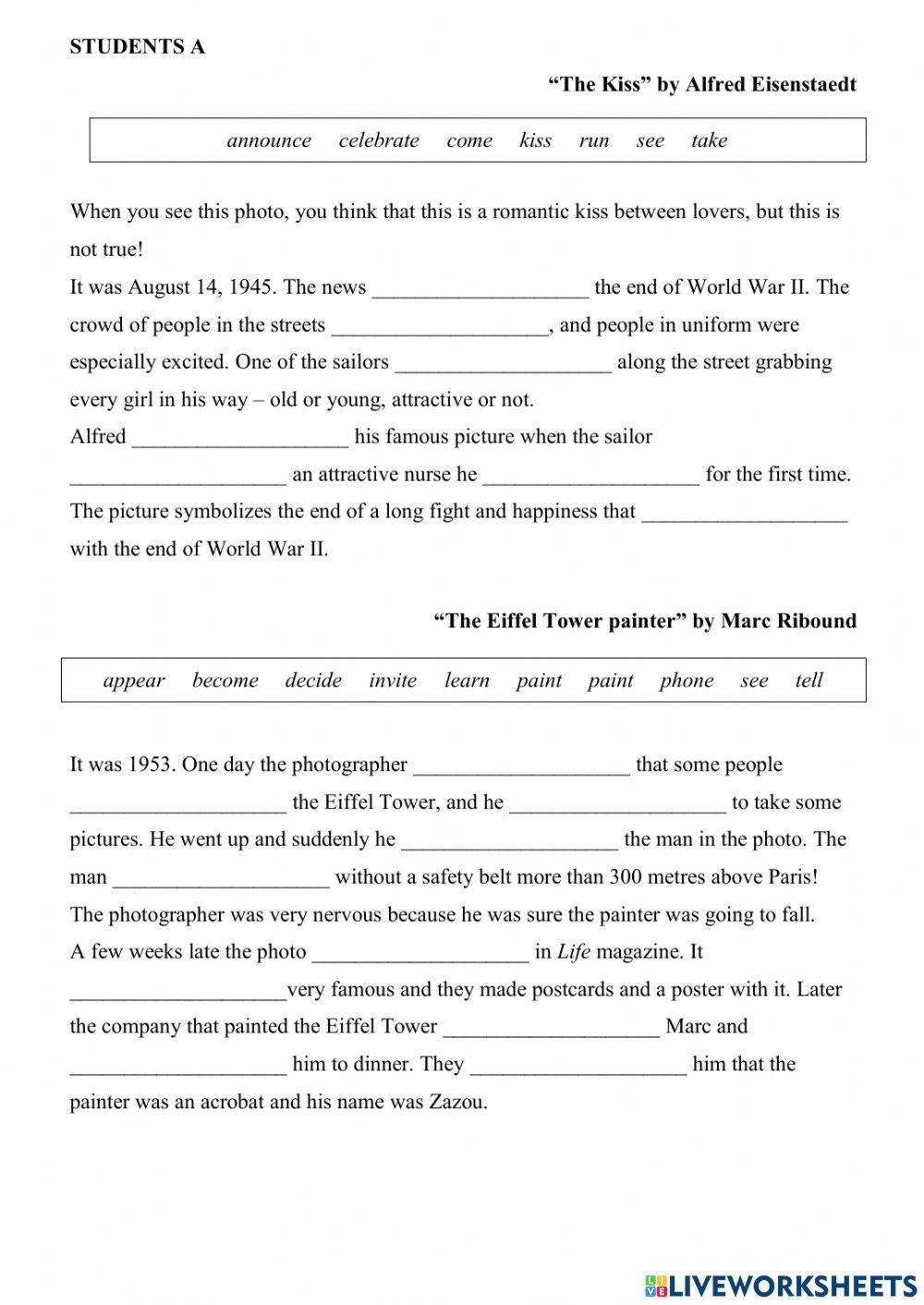 Past Simple PAst Continuous describing photos