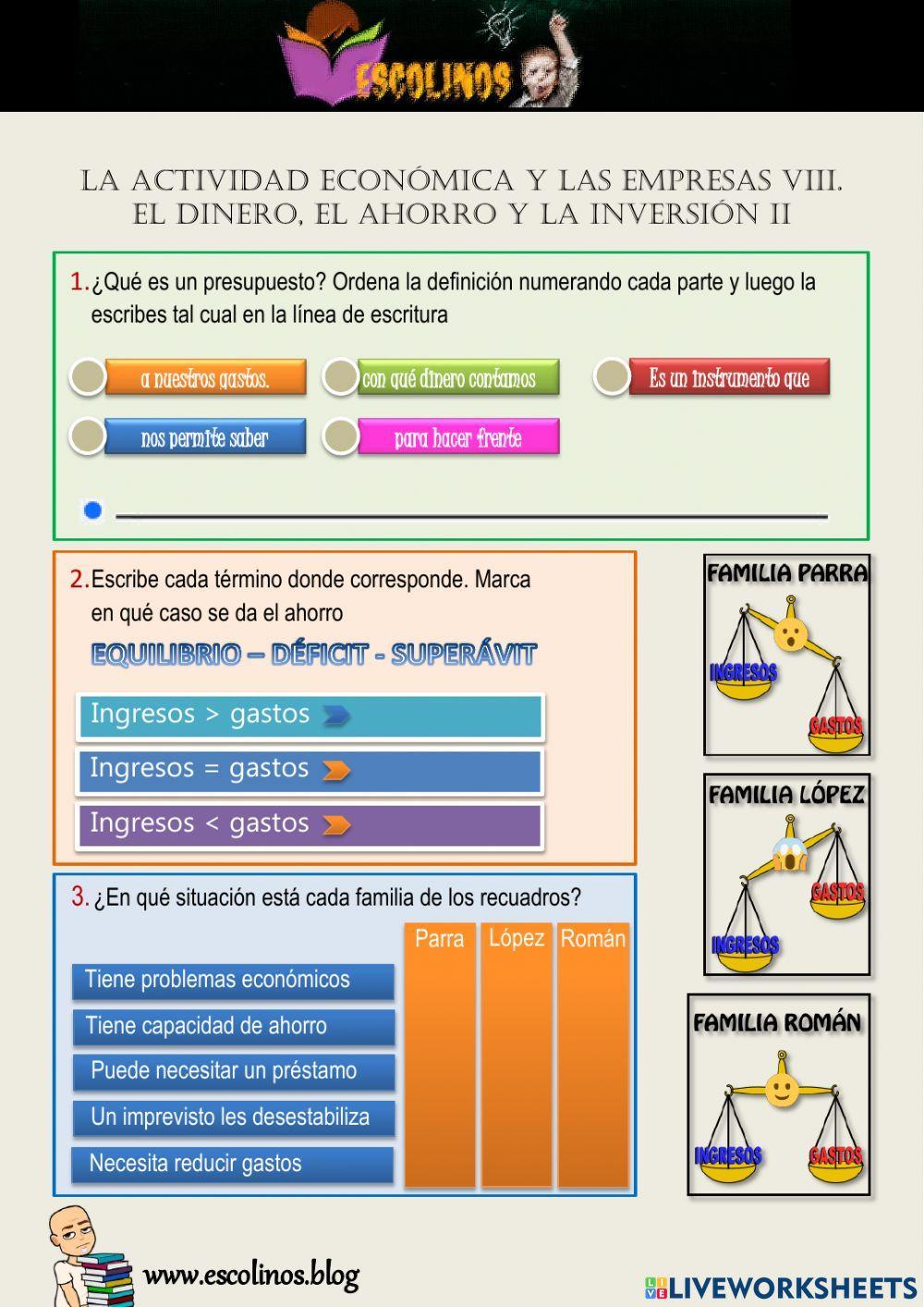 La actividad económica y las empresas VIII. El dinero, el ahorro y la inversión II