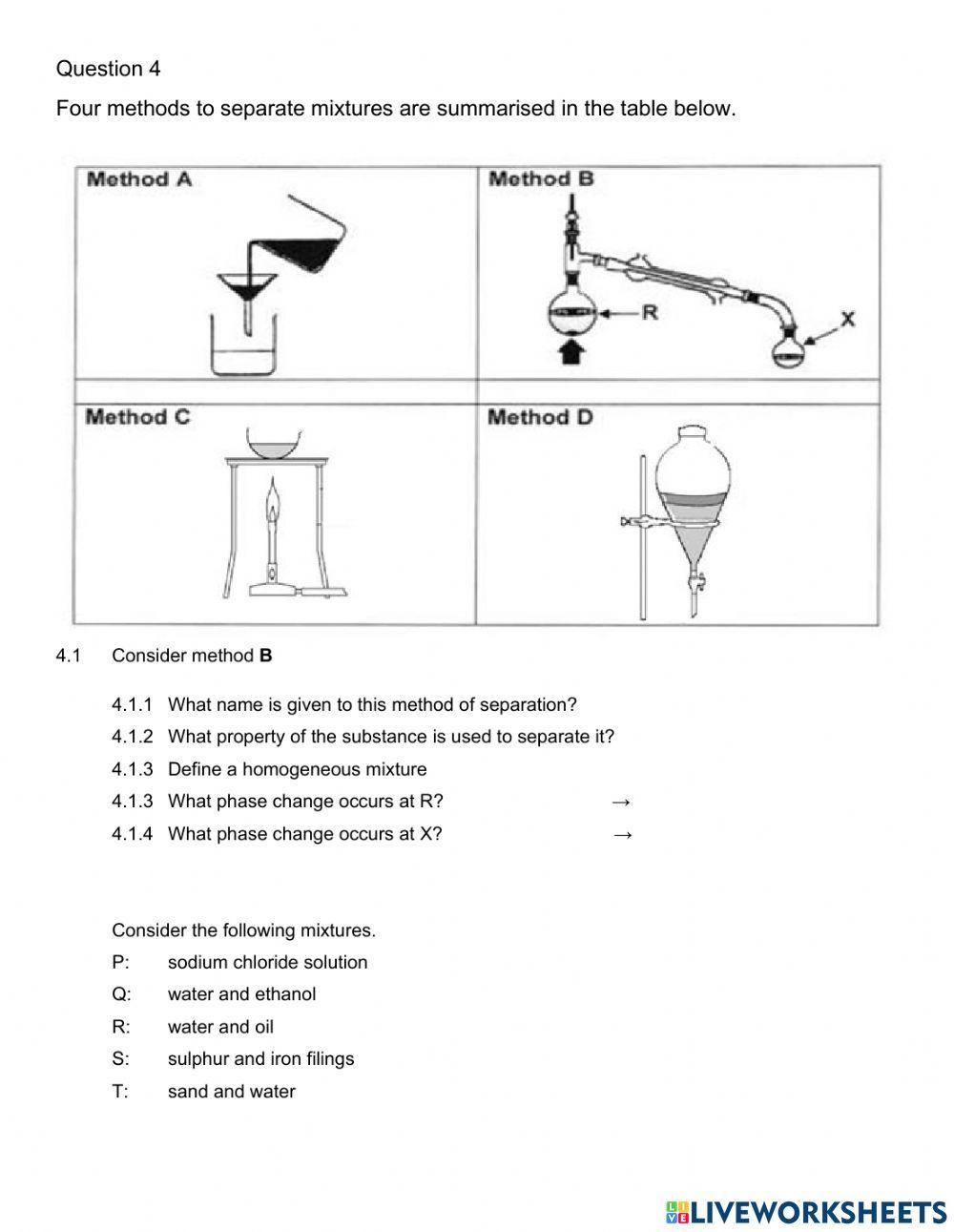 Separation techniques practice test