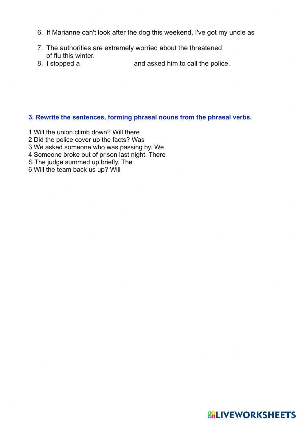 Phrasal nouns advanced