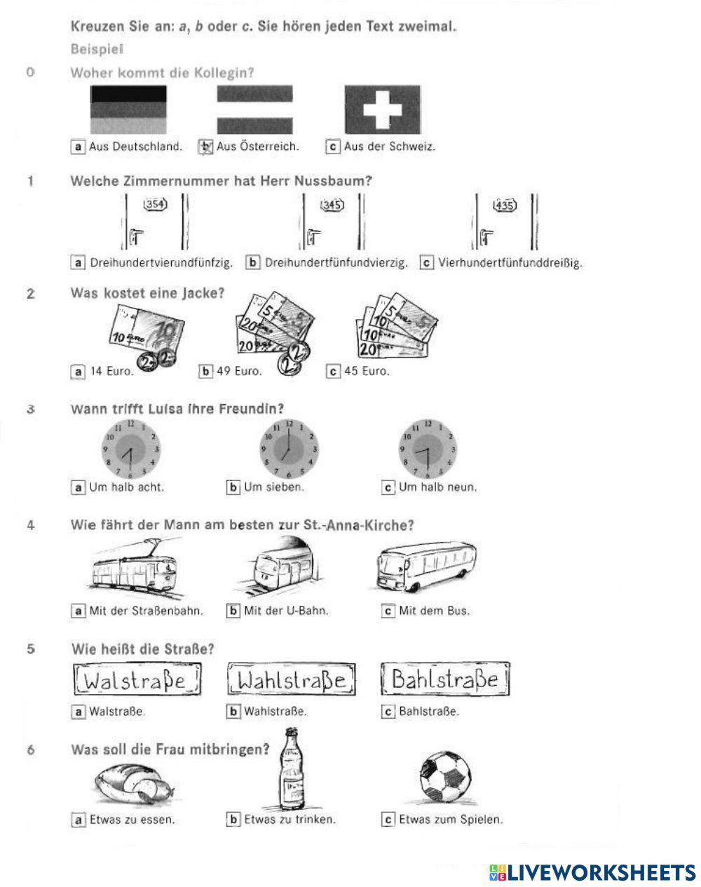 A1 Übungstest altes Buch