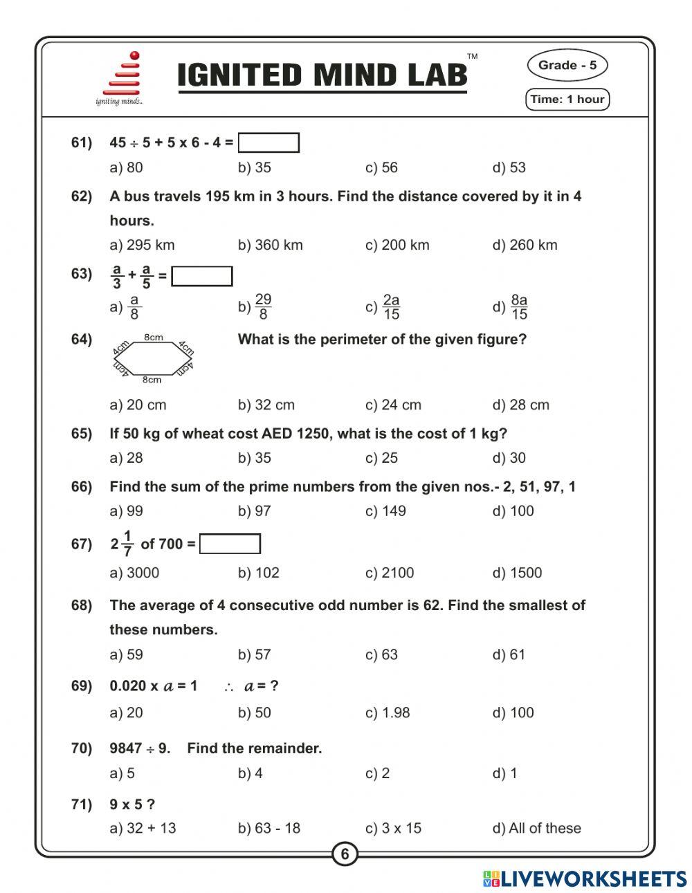 Ignited Mind Lab sujatha Live Worksheets