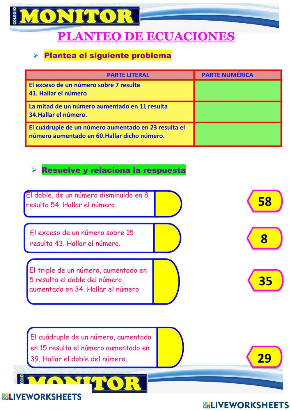Planteo de ecuaciones