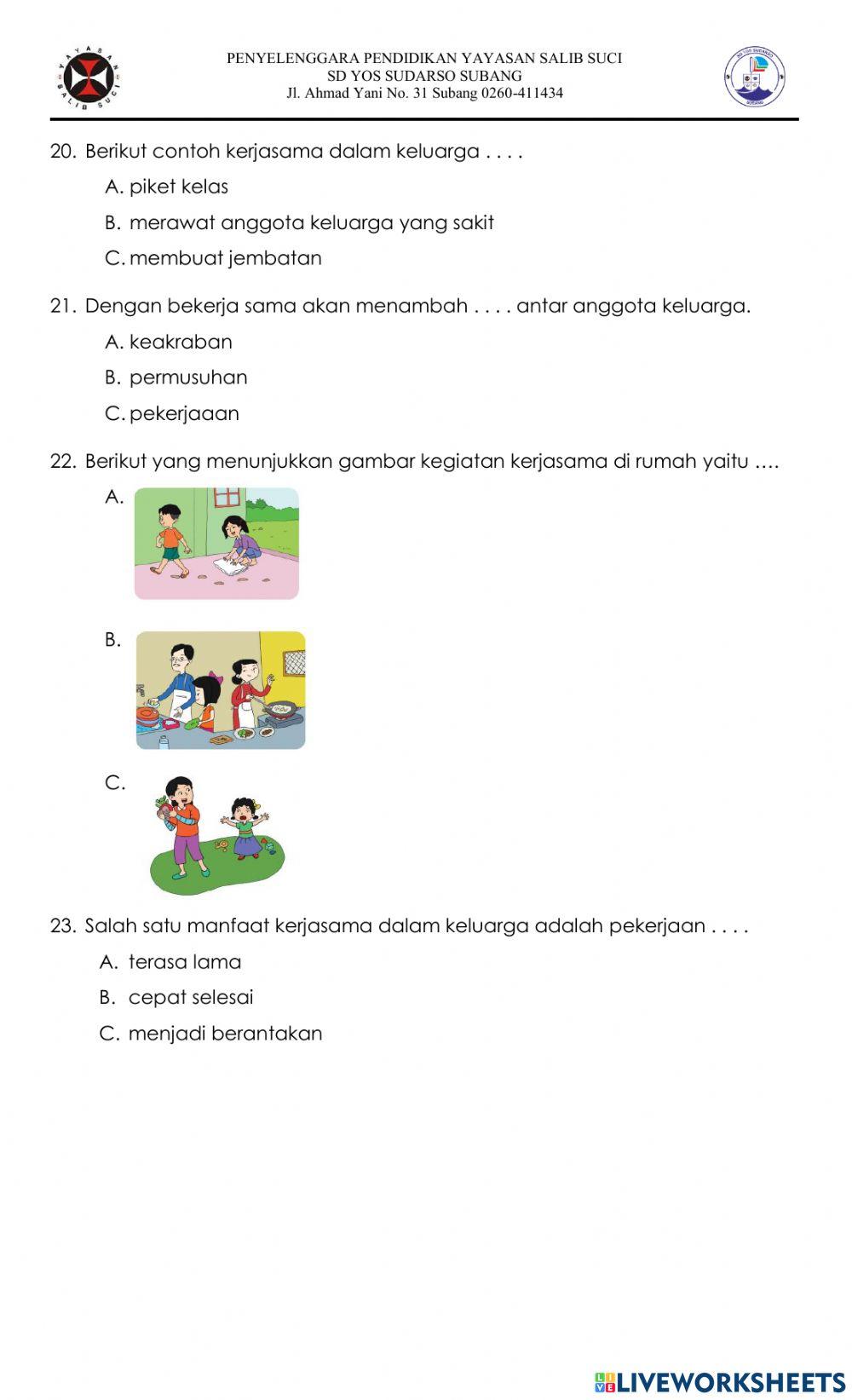 Ulangan Tematik Tema 5-Bahasa Indonesia dan PPKn