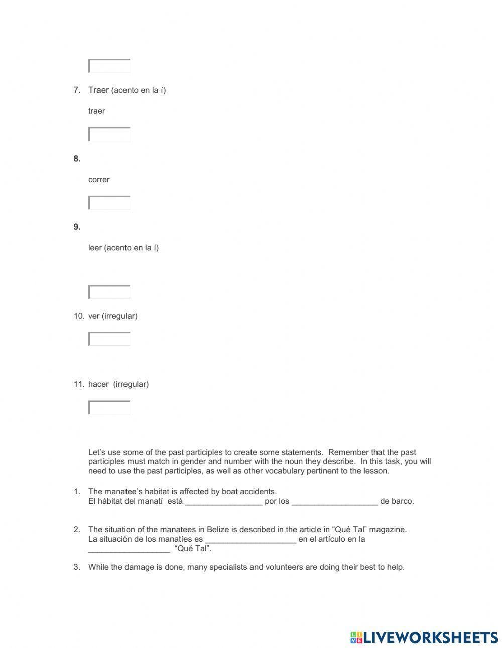 Los manaties y el participio pasado