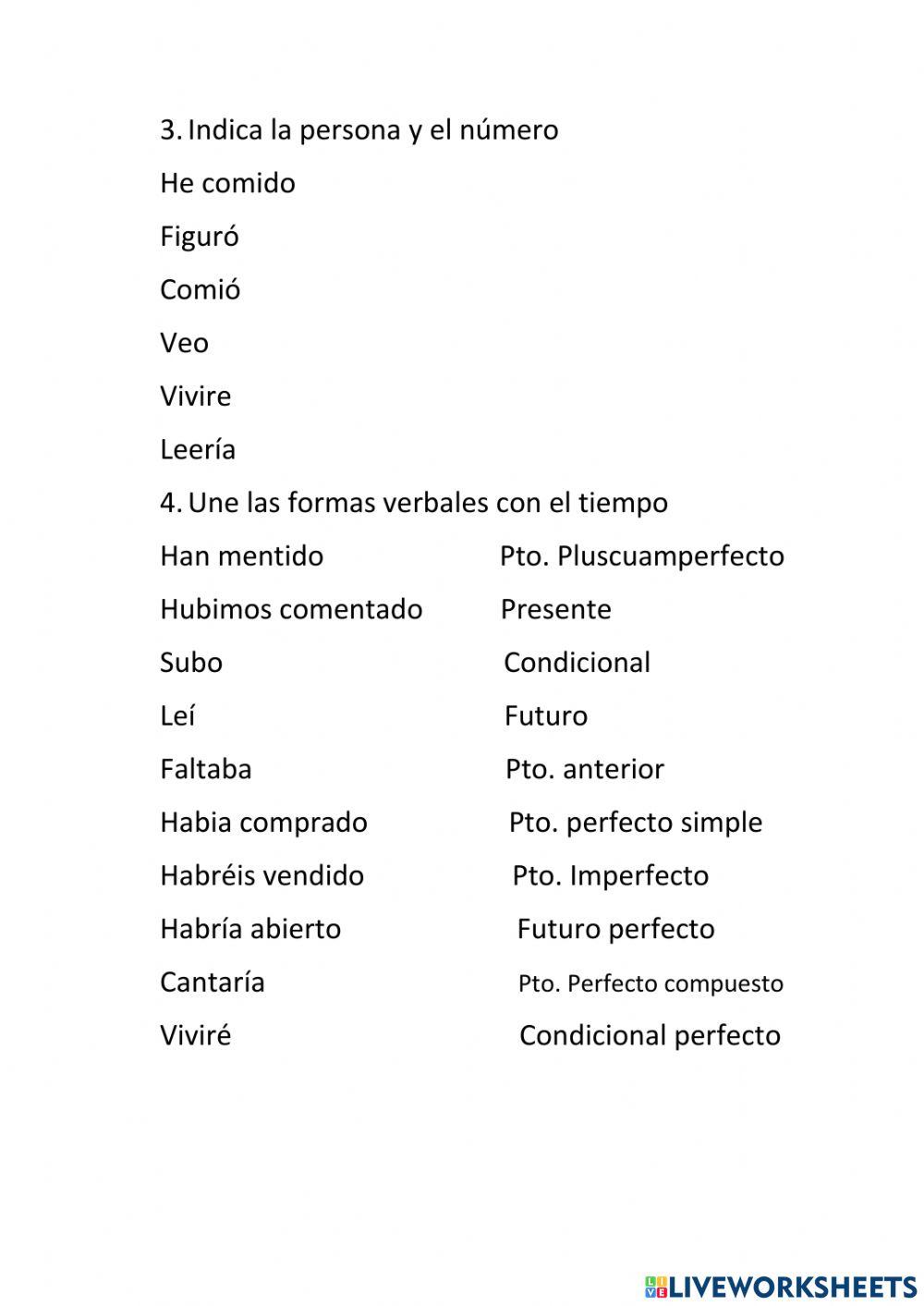 Ficha verbos lengua 1