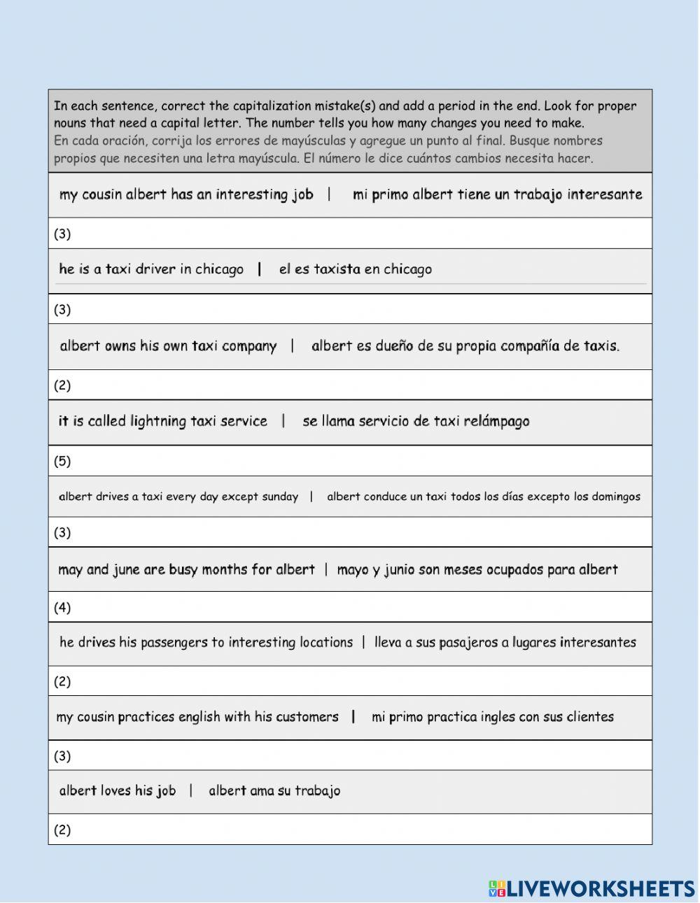 Sentence Basics Part 5 worksheet | Live Worksheets