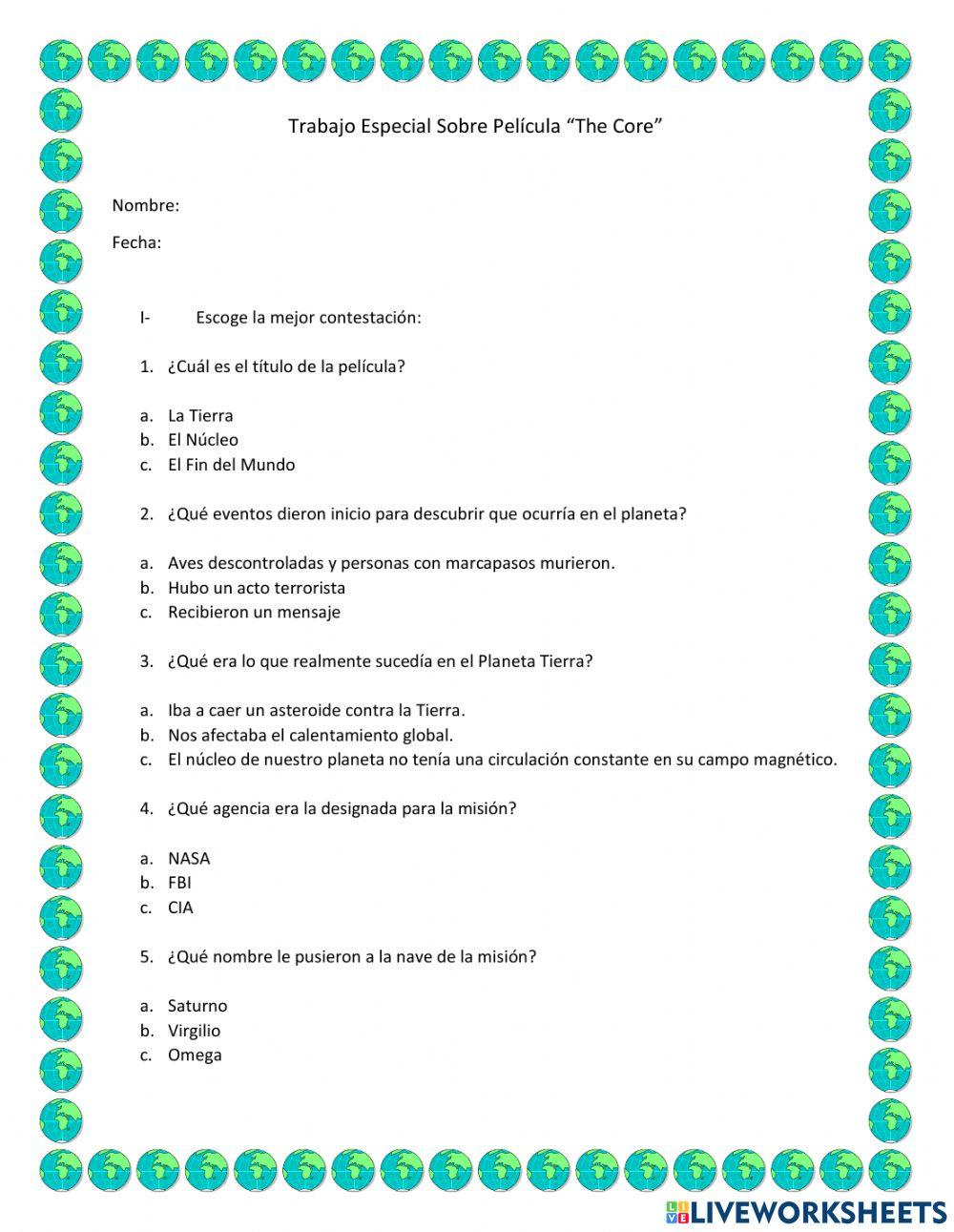 Trabajo pelicula El Nucleo