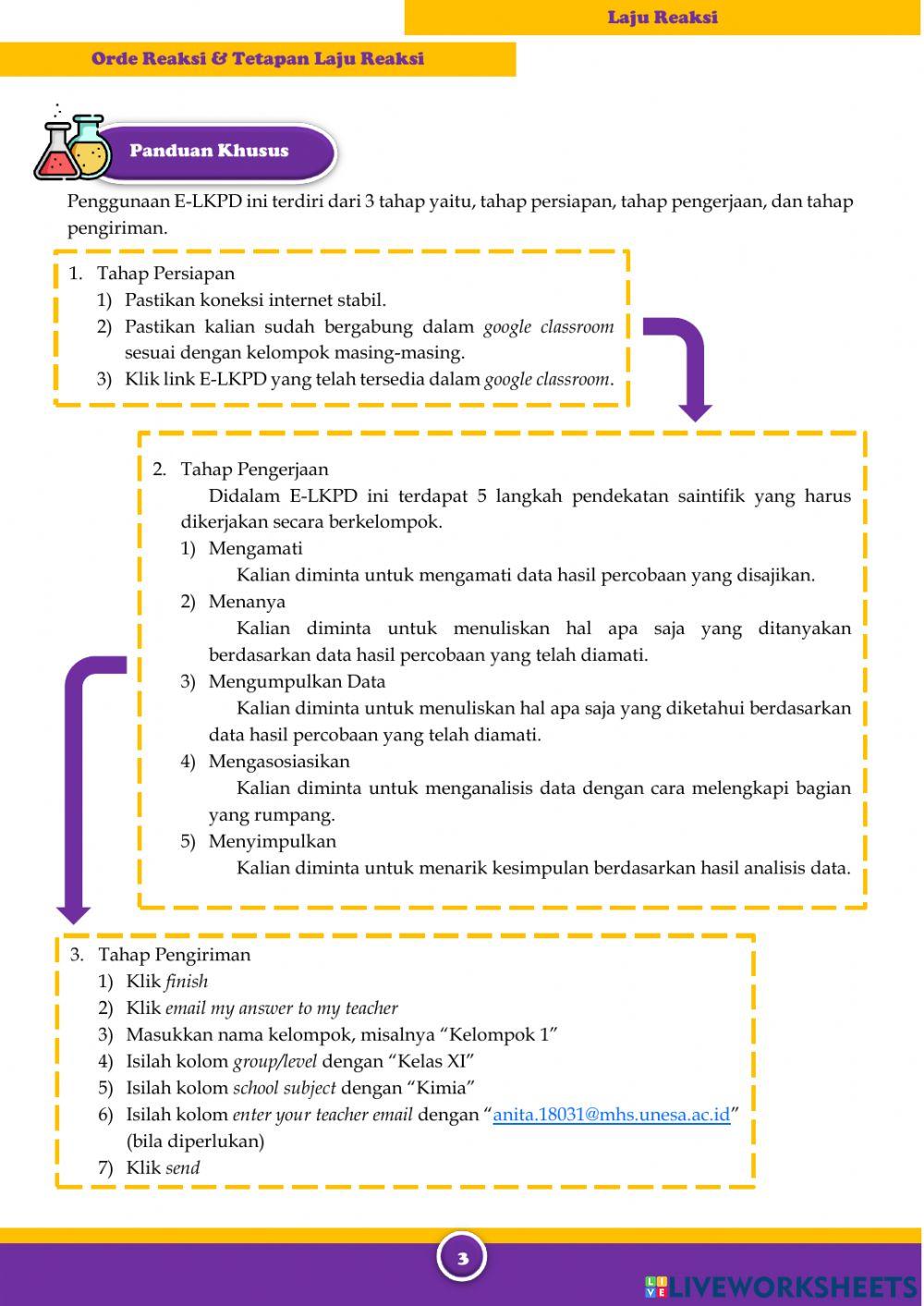 E-LKPD Laju Reaksi (Orde Reaksi & Tetapan Laju Reaksi)