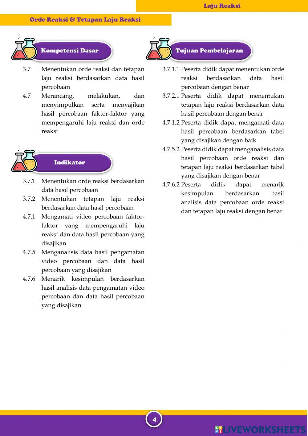 E-LKPD Laju Reaksi (Orde Reaksi & Tetapan Laju Reaksi)