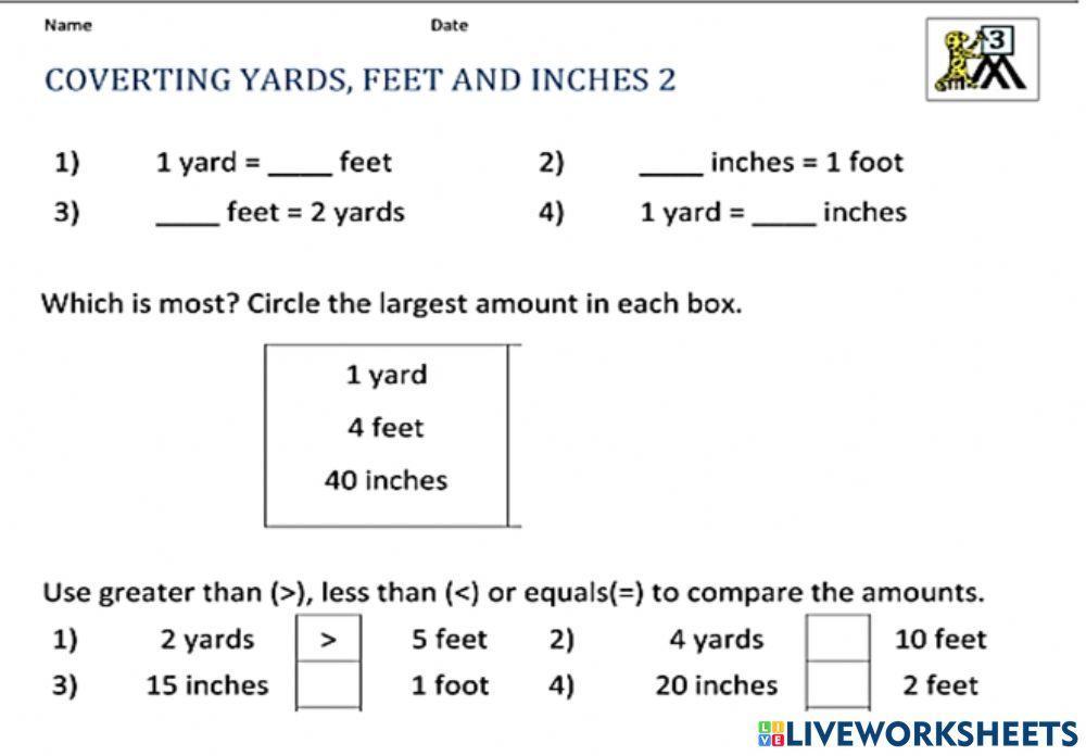 Relate Inches, Feet, and Yards Relate Inches, Feet, and Yards