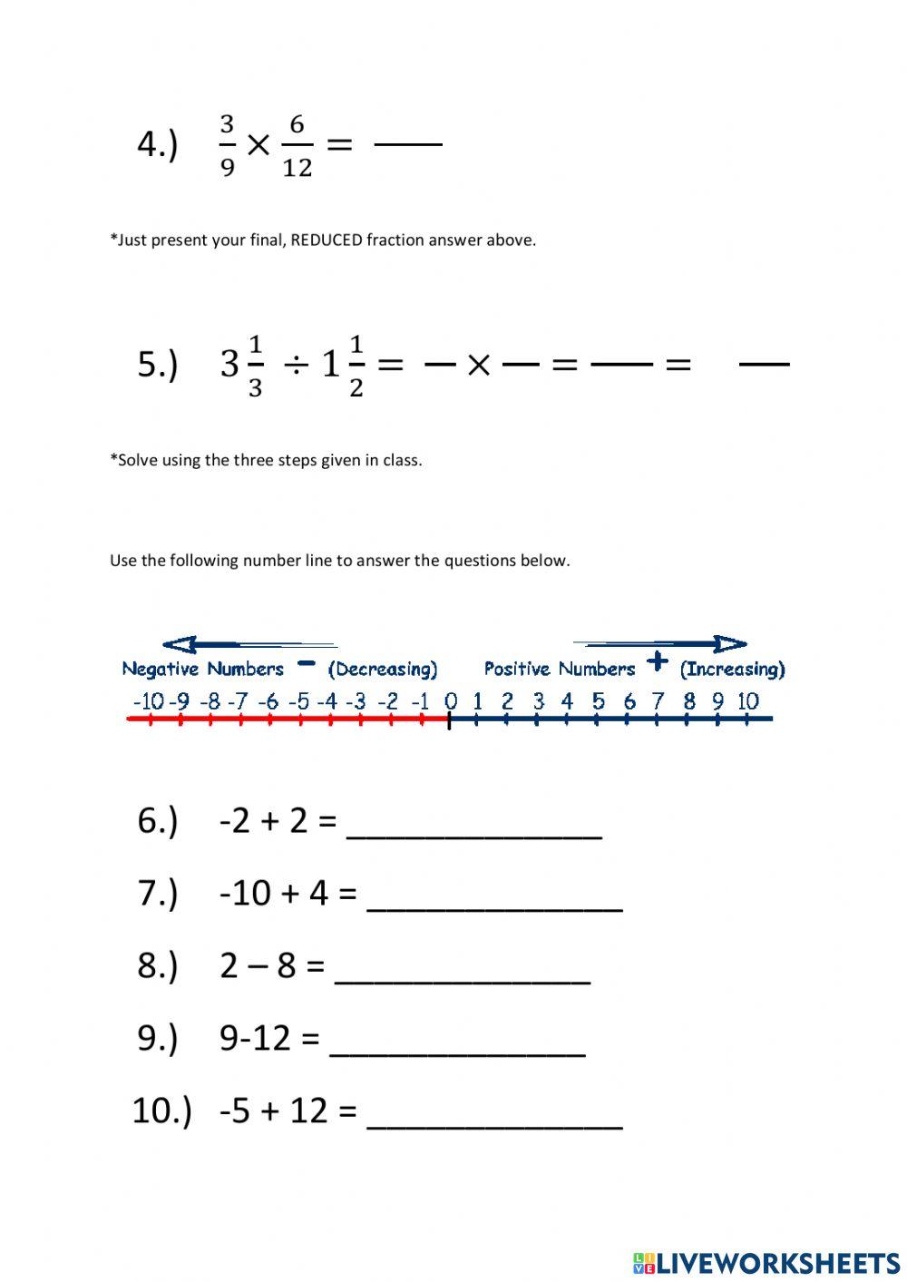 Decimals, Integers, Proper Fractions & Mixed Numbers