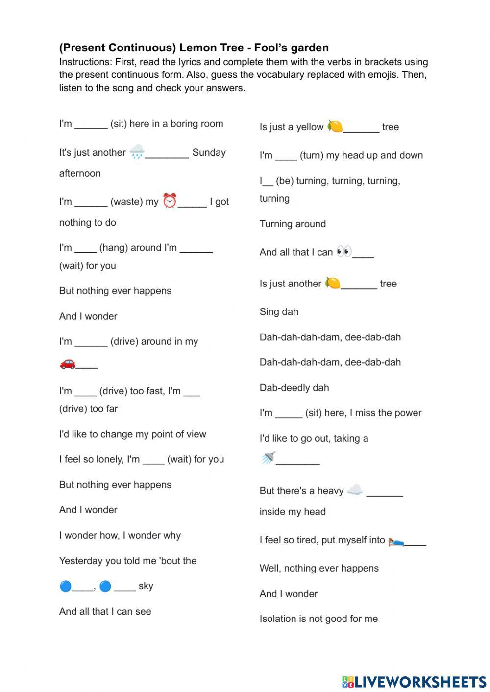 1B Present Continuous-Lemon Tree