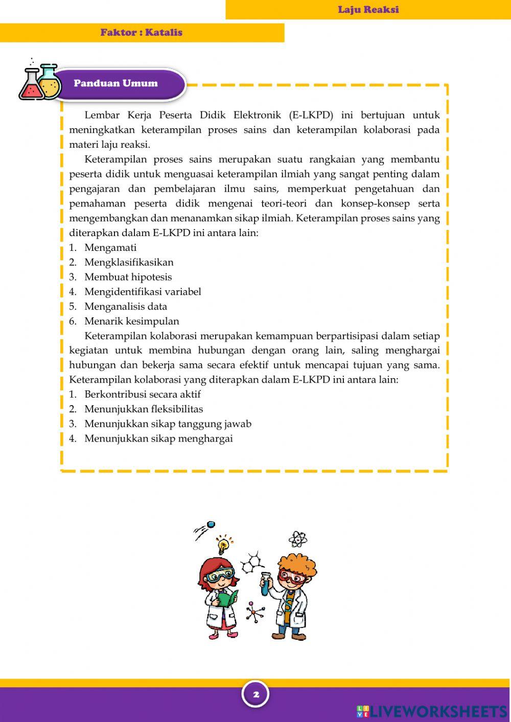 E-LKPD Laju Reaksi (Faktor Katalis)