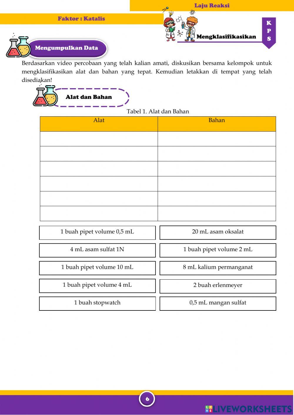 E-LKPD Laju Reaksi (Faktor Katalis)