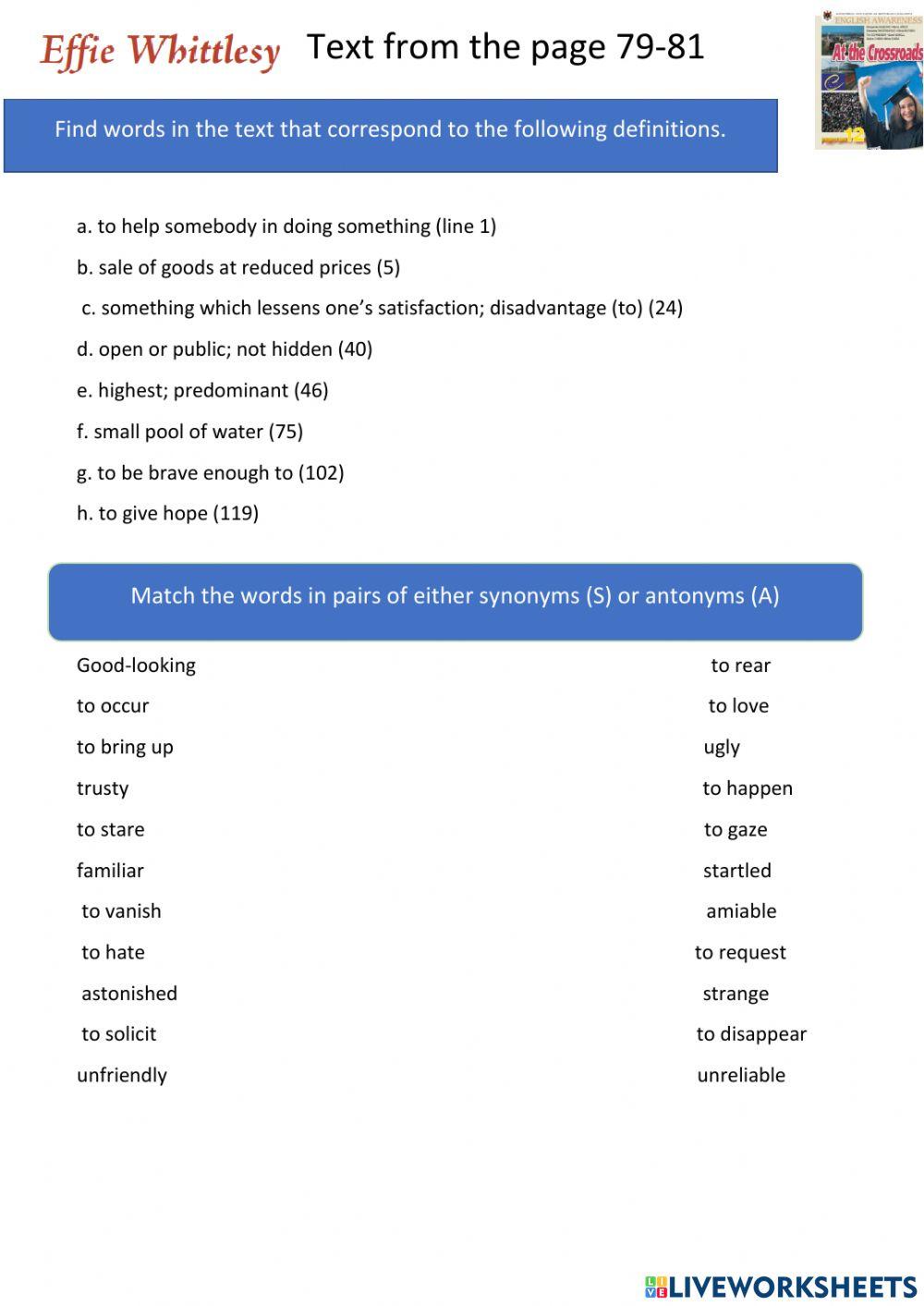 Text vocabulary work