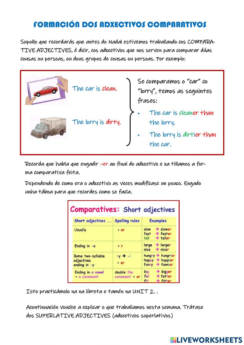 Explicación comparative and superlative adjectives